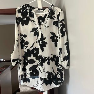 Black and white floral blouse